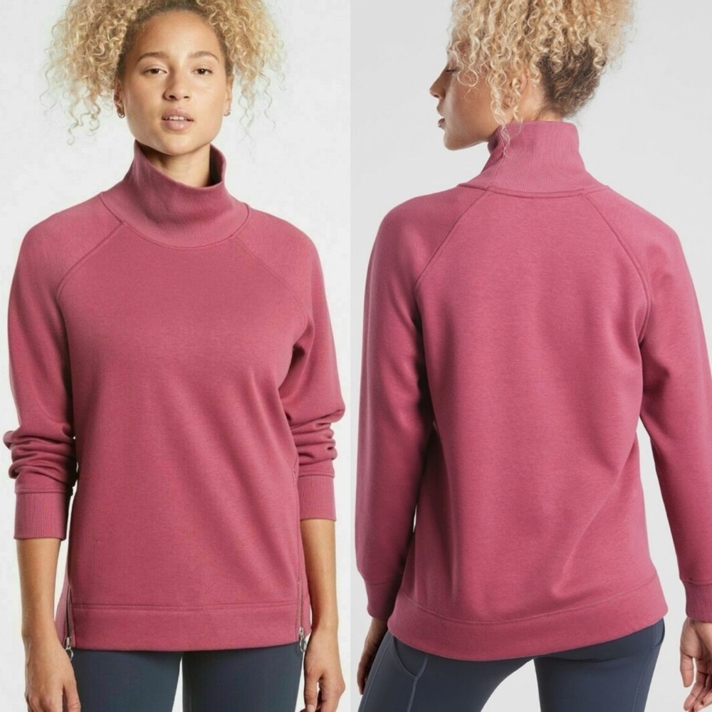 Athleta Cozy Karma Side Zip Funnel Neck Victorian Berry‎ size Medium